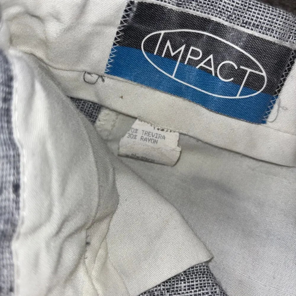 Vintage IMPACT Textured Slacks Pants USA Gray 34x30 Disco Leisure